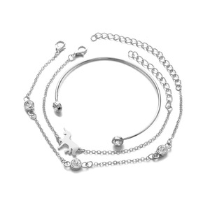 Fashion Alloy Rhinestone Bangle Silver Gold 3 Pcs/set <strong>Horse</strong> Crystal <strong>Bracelet</strong> for Women - Product Image 3