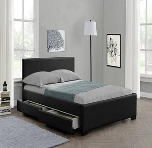 4 Drawer <strong>Storage</strong> <strong>Black</strong> Leather <strong>Bed</strong> - Product Image 4