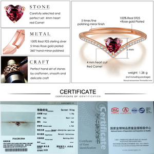 <span class=keywords><strong>Anello</strong></span> in Argento Sterling 925 con <span class=keywords><strong>Granato</strong></span> <span class=keywords><strong>Rosso</strong></span> Naturale a Forma <span class=keywords><strong>di</strong></span> Cuore, Gioiello Semplice per Donne RI003 - Product Image 6