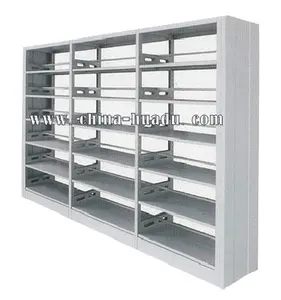 Étagères à livres modernes en acier et bois / Bibliothèque d'occasion / Étagère à livres en bois et métal latérale double face - Product Image 1