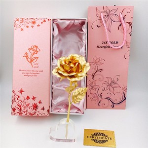 Su misura del Contenitore di Regalo 24K Oro Rosa Fiore Artificiale <span class=keywords><strong>Rose</strong></span> D'oro - Product Image 2