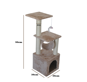 Torre del gatto chiaro ciotola albero grande con foglie di bisal 2 strati Arbre Chat Gant <span class=keywords><strong>casa</strong></span> Beige di lusso moderno legno naturale arancione - Product Image 5