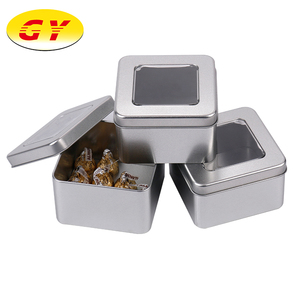 Bán buôn Chất lượng cao tùy chỉnh hộp đồng hồ làm bằng bạc vuông bao bì hộp thiếc tin với cửa sổ - Product Image 2