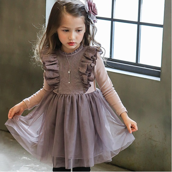 Rainbow Formal Long Sleeve Ruffle Indo Western Dress for Girl