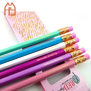 Box packaging gold foil stamped HB pencil