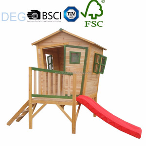 Maison de jeu en <span class=keywords><strong>bois</strong></span> pour enfants avec <span class=keywords><strong>toboggan</strong></span> - Product Image 4