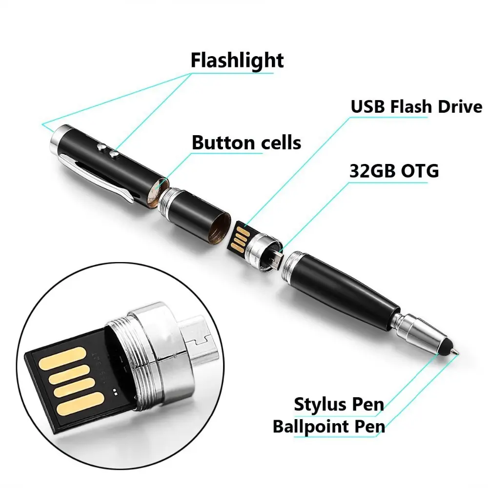 multi function tool pen laser pointer Metal USB Drive ballpoint pen stylus