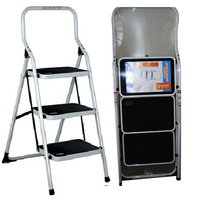 Échelle pliante 2-3 marches avec barrière de sécurité et sac de rangement, échelle à marches en acier moderne pour usage hôtelier