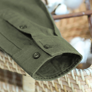 MJ sartoriale camicia da esterno per uomo bassa MOQ tinta unita con doppia tasca verde camicia da uomo lavoratore - Product Image 5