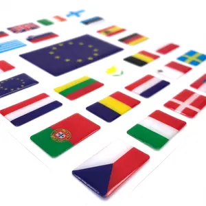 High quality custom resin epoxy OEM clear 3D 3M adhesive label flag sticker