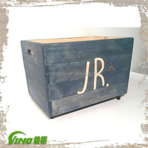 Custom storage wood box, wooden storage boxed with wheels, toy storage - Product Image 2