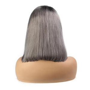 2018 ventas calientes Pixie corte corto Virgen del frente del cordón peluca brasileña del pelo humano corto gris plata peluca - Product Image 3
