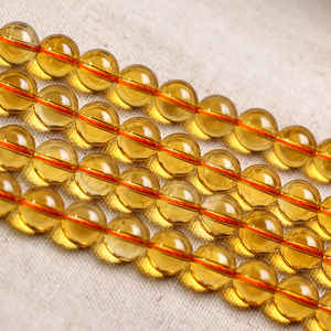 Contas de citrina redondas de 10mm, pedra preciosa amarela solta fios de contas - Product Image 1