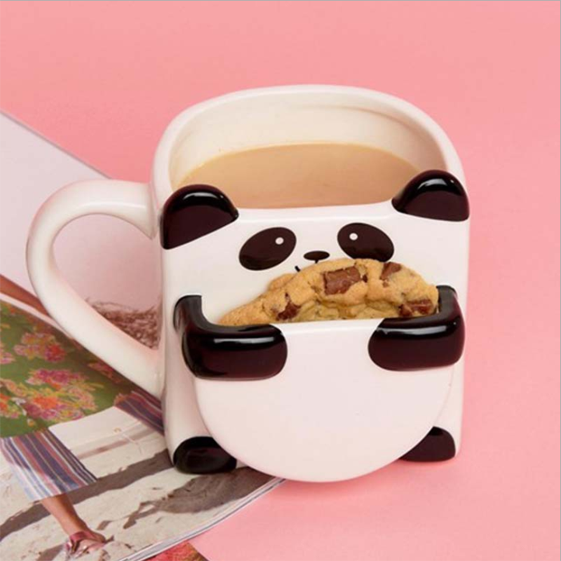 UCHOME Panda Hug Ceramic Coffee Mug - Includes Cookie or Biscuit Holder