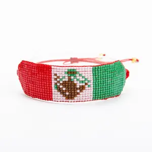 moyamiya mexican flag emblem miyuki delica beaded ajustable bracelet Jewelry Wholesale