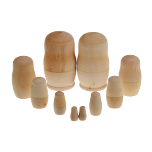 Bonecas em branco de brinquedo educativo inacabado, bonecas matrioshka russas com desenho <span class=keywords><strong>DIY</strong></span>, bonecas de madeira para ninho - Product Image 2