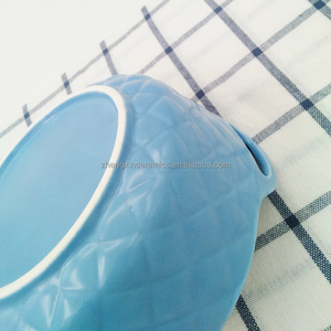 Grande manico in ceramica smaltata per ciotola di colore di buona vendita in porcellana smaltata goffratura servizio di zuppa di frutta per ristorante dell'hotel - Product Image 5