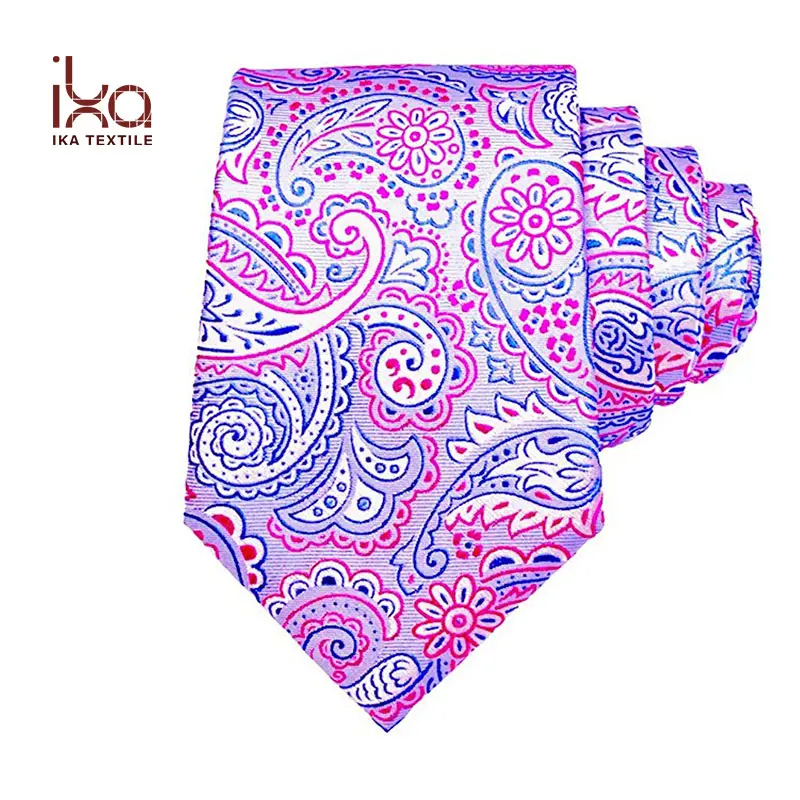 Hot Sale Man Fashion Purple Paisley Woven Jacquard Custom Design Luxury Silk Tie