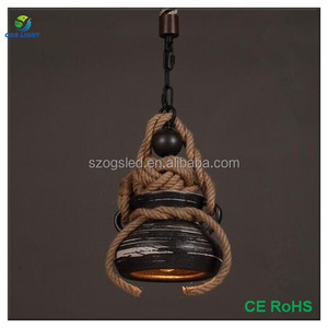 Retro americana de Lino de Cáñamo <span class=keywords><strong>cuerda</strong></span> de <span class=keywords><strong>la</strong></span> Lámpara De Techo De Hierro 6 Cabezas <span class=keywords><strong>Restaurante</strong></span> Lámpara Colgante Decorativo - Product Image 4