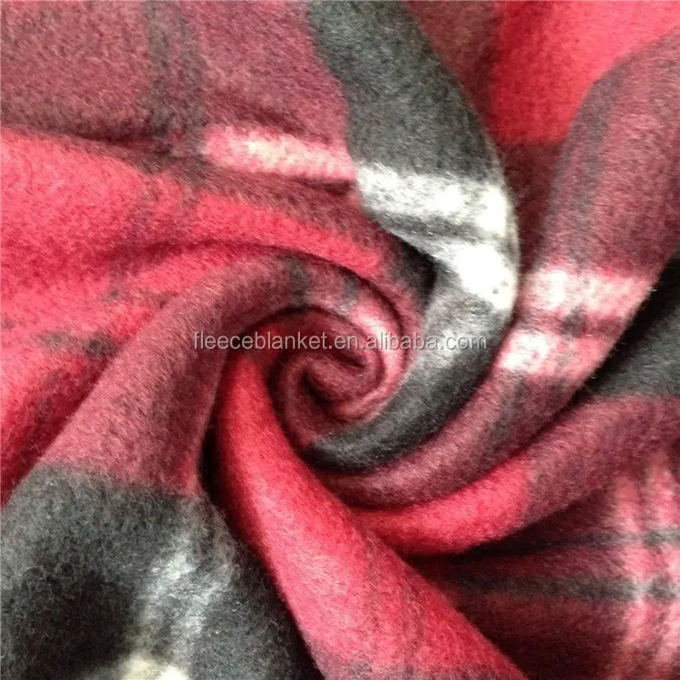 BAOLAI manufactory wholesale red check printing polar fleece fabric