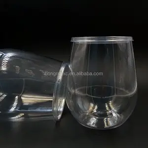 Unbreakable Disposable Outdoor Glasses With Lid PET Plastic Wine Glass