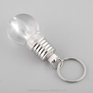Silver Bright Creative LED Colorful Flash Lights Mini Bulb Torch Keyring Xmas Cute Keychain Keyring Clear Lamp