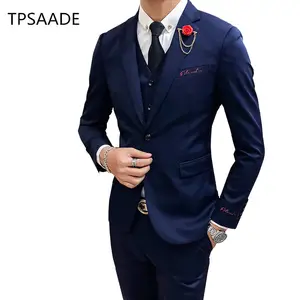 Nieuwste mannen blazer ontwerp 3 stuks mannen pakken set zakelijke formele prom wear goedkope