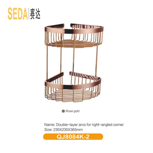 Double couche salle de bains de stockage de cuisine de <span class=keywords><strong>douche</strong></span> <span class=keywords><strong>étagère</strong></span> d'<span class=keywords><strong>angle</strong></span> avec chrome plaqué - Product Image 2
