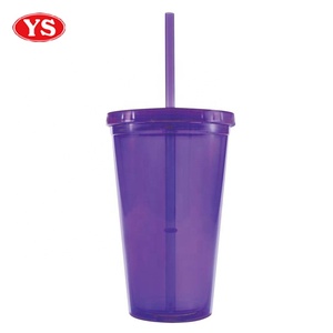 16 oz. प्लास्टिक ठंडा पीने के गिलास के साथ घुंघराले पुआल - Product Image 4