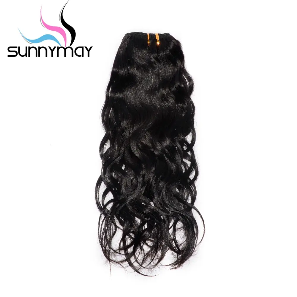 Sunnymay Natural Wave Brazilian Remy Hair Weaving Natural Color Machine Made Double Weft Human Hair Bundles Free Shipping