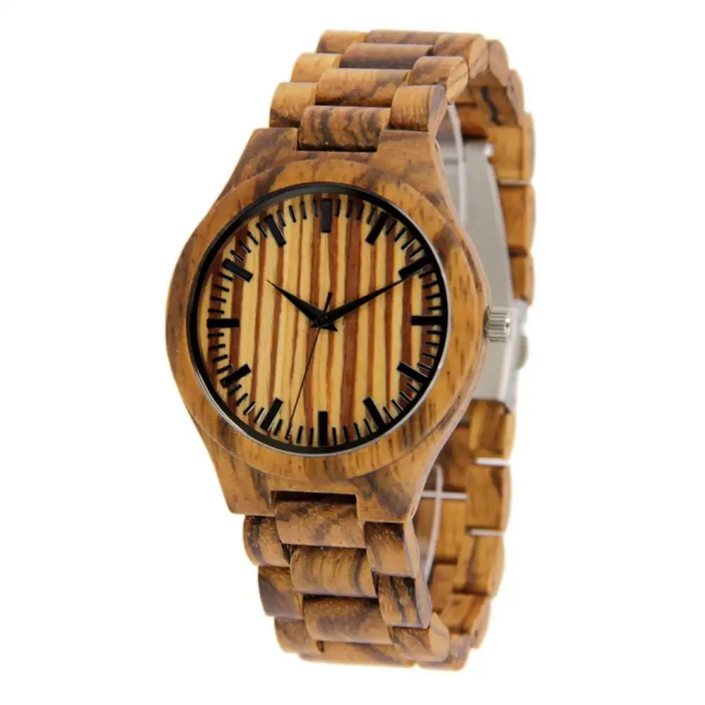 Unique Quartz Watch Wristwatch Clock Full Wooden Lightweight Wooden Fashion Natural Leisure Arrival Men Male Glass Gift Box