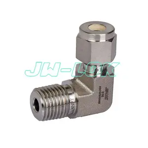 Twin Ferrule SS 316 OD 3 / 8 - 1 / 4 NPT Male Elbow Connector Tube Fitting