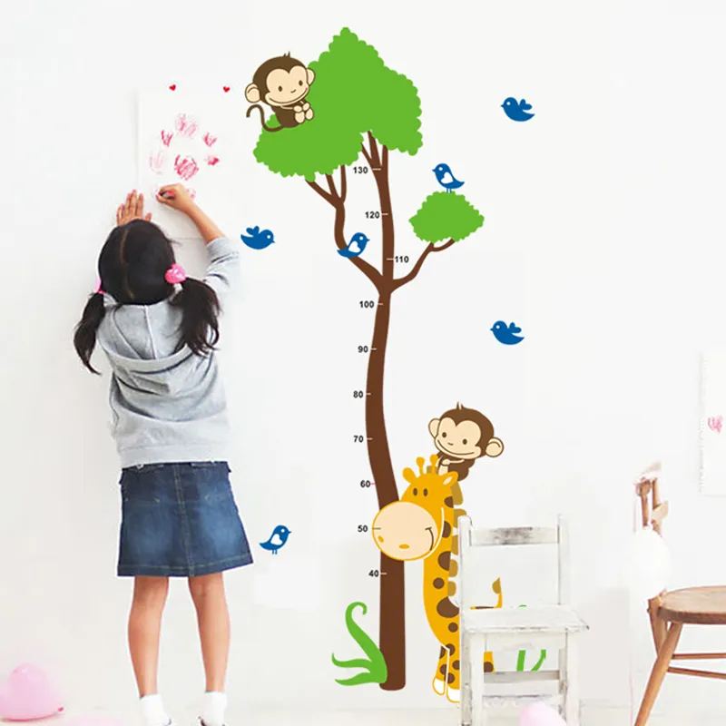Removable kids room giraffe height measurement wall stickers