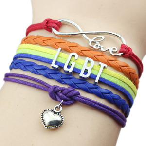 LGBT Arcobaleno Gay Pride Amore Vince Unisex Infinity Awareness Del Braccialetto Dei Monili - Product Image 3