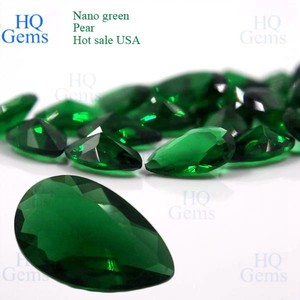 <span class=keywords><strong>Nombres</strong></span> de <span class=keywords><strong>Gemas</strong></span> Sintéticas de Esmeralda Verde Nano, Facetadas en Forma de Pera - Product Image 2