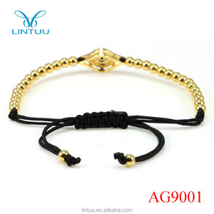 18 k Oro Del Metal Del Diamante Del Encanto Del Ojo Malvado Pulsera de Macramé colgadores de plantas Para hombres - Product Image 3