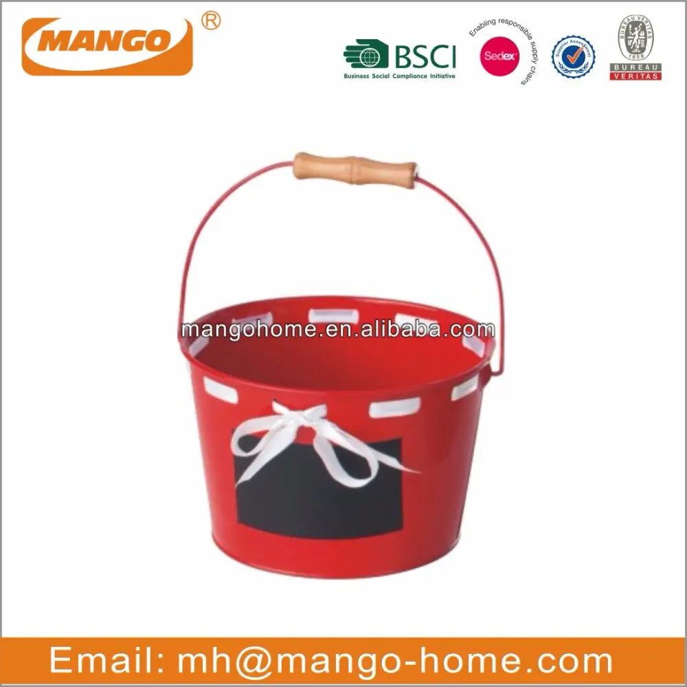 Gagang Kayu Double Mini Garden Flower Planter 2 Twin Logam Bucket Bunga Taman Tanaman Perkebunan untuk Dekorasi Taman