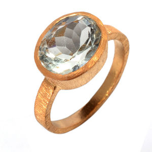 Green <b>Amethyst</b> Gemstone Matte Finish Sterling Silver Vermeil <b>Gold</b> Bezel Setting <b>Ring</b> for Wedding Anniversary Party-Trendy - Product Image 1