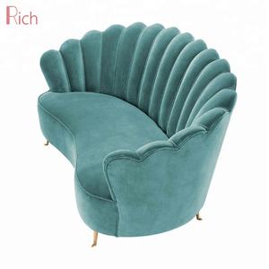 Style nordique en forme de coquille Divano Due Posti en acier inoxydable <span class=keywords><strong>2</strong></span> <span class=keywords><strong>places</strong></span> <span class=keywords><strong>canapé</strong></span> vert Upolstery tissu velours causeuse - Product Image 3