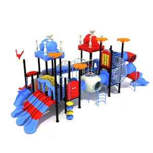 LLDPE plastic material children outdoor slide swing set with jungle gym