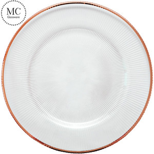 Assiettes de présentation en verre de 13 pouces, motif récif, argent et or, pour décoration de table de mariage, vente en gros à prix réduit - Product Image 5