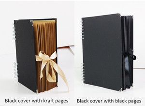 6x8 In Oro Rilegatura A Spirale 350g di Spessore Pagine Nero di Carta Scrapbook <span class=keywords><strong>Album</strong></span> Con Nastro di Seta - Product Image 3