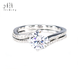 Bague de fiançailles moderne en diamant naturel bague semi-montée sans la pierre centrale en or blanc AU 750 pour la vente en gros - Product Image 1