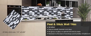 Buccia e Bastone Mattonelle Della Parete Della Cucina <span class=keywords><strong>Bagno</strong></span> Decorazione Della Parete 11*9.25 Inch Auto Adesivo Mattonelle di Mosaico - Product Image 5