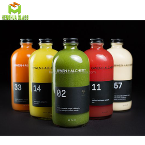 Rỗng vòng hình dạng 16oz <span class=keywords><strong>500ml</strong></span> Flint thủy tinh trái cây chai nước ép thực phẩm chứa chất lỏng Boston lirod chai thủy tinh với tin vít nắp - Product Image 2