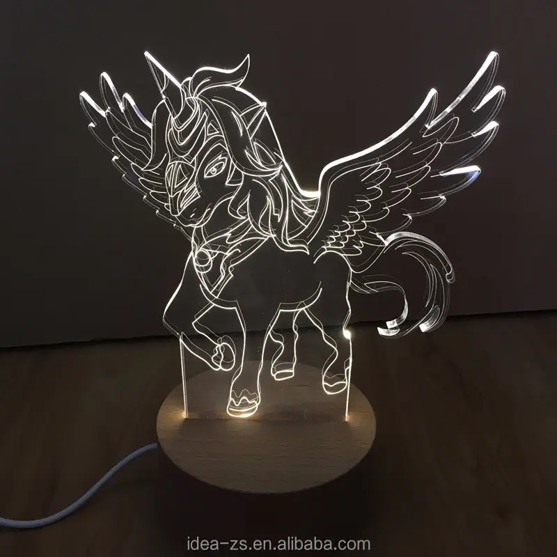 Fil dinozor kaplan Unicorn lamba özel 3D at Led 3D komodin lamba