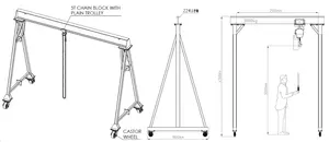 TXK 500Kg Mobile Kecil Manual Gantry Crane Buatan Cina