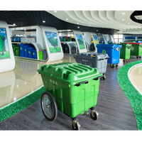 Chariot à déchets industriel à 2 roues en plastique pour l'extérieur, fabriqué en Chine, avec roues