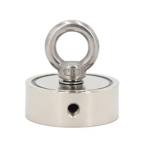 70KG 160LBS N35 D48mm Super Strong Round Neodymium Double-side Fishing Magnet With Eyebolt