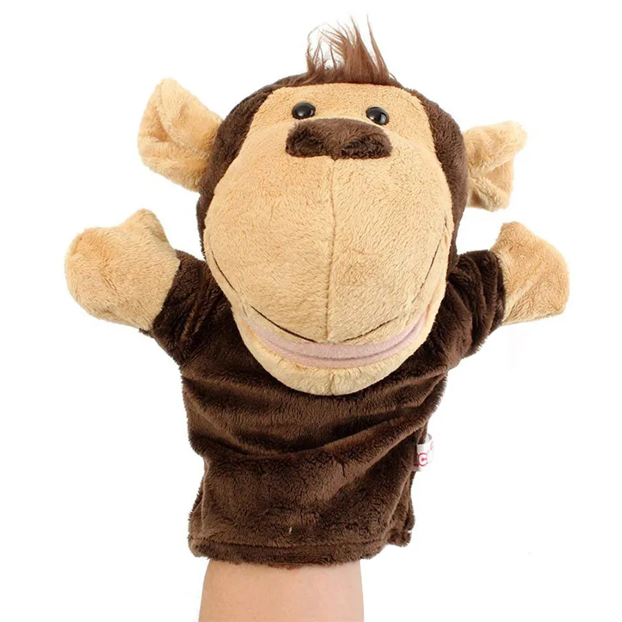 Brown Monkey Open Mouth Plush Hand Puppets, Animal Glove, Doll Story Telling, A241